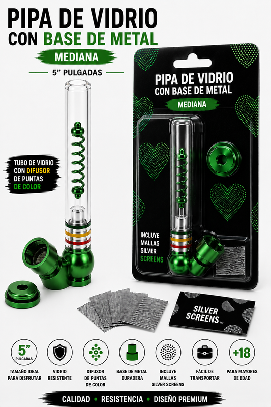Pipas de metal y vidrio mediana de 5” con ball bullet set 2pcs
