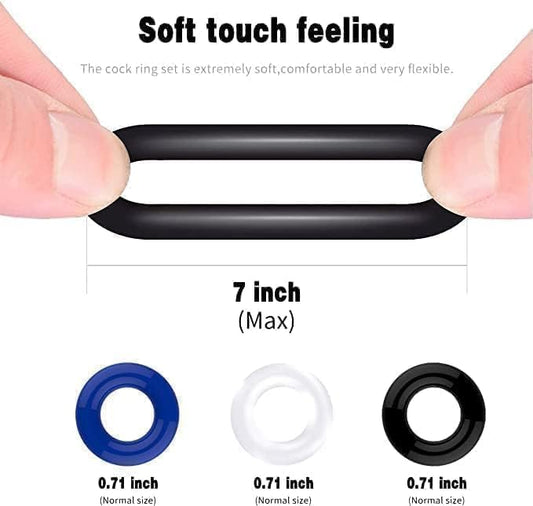 Set de 3pcs Anillos intimos masculinos de silicona +18