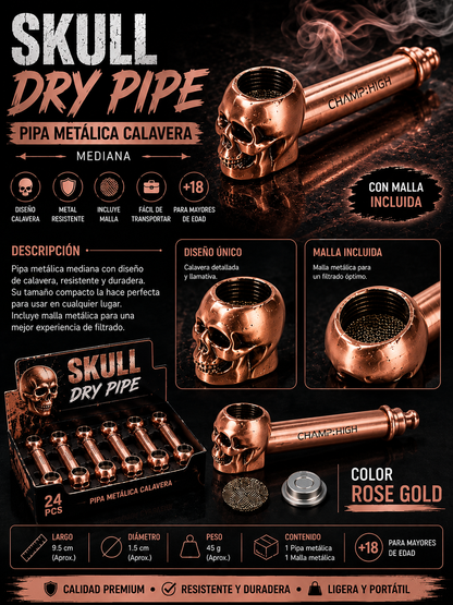Pipas metalicas diseño de Calavera Mediana
