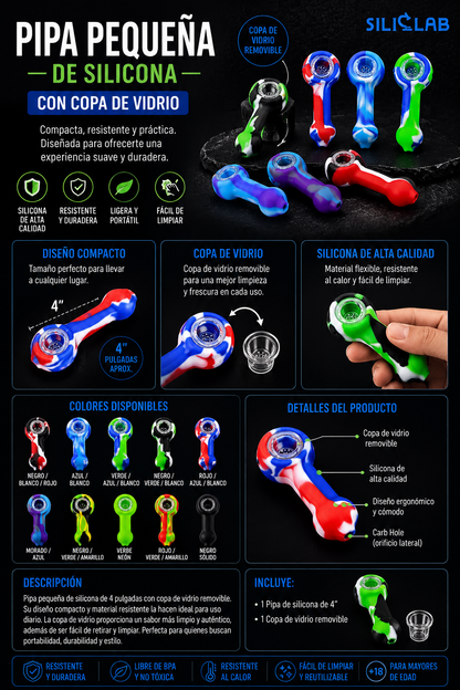 Pipas Silicon pequeña copa de vidrio 4”