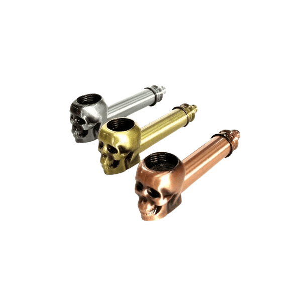 Pipas metalicas diseño de Calavera Mediana