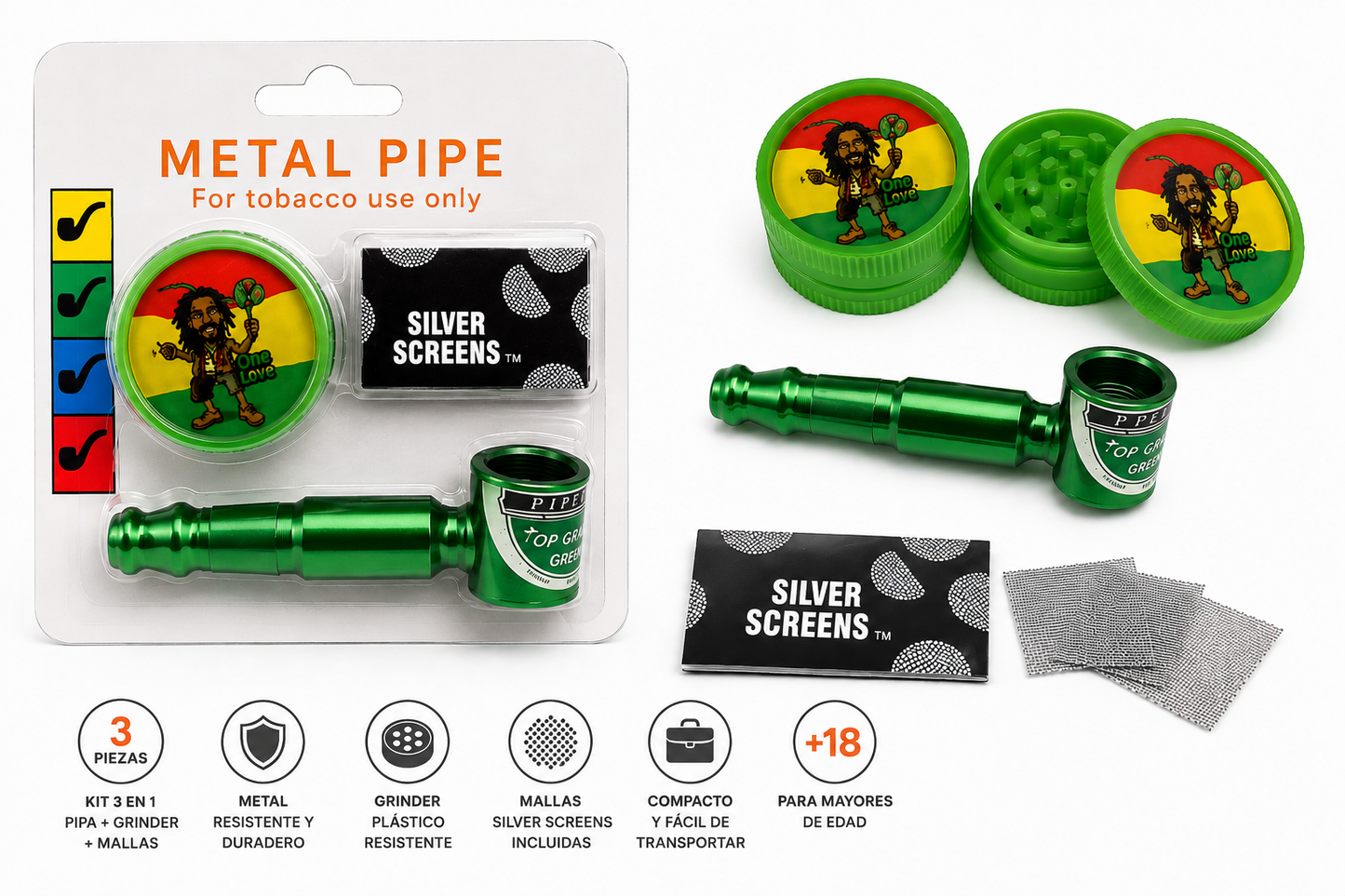 Pipas metalicas pequeñas kit 3pcs
