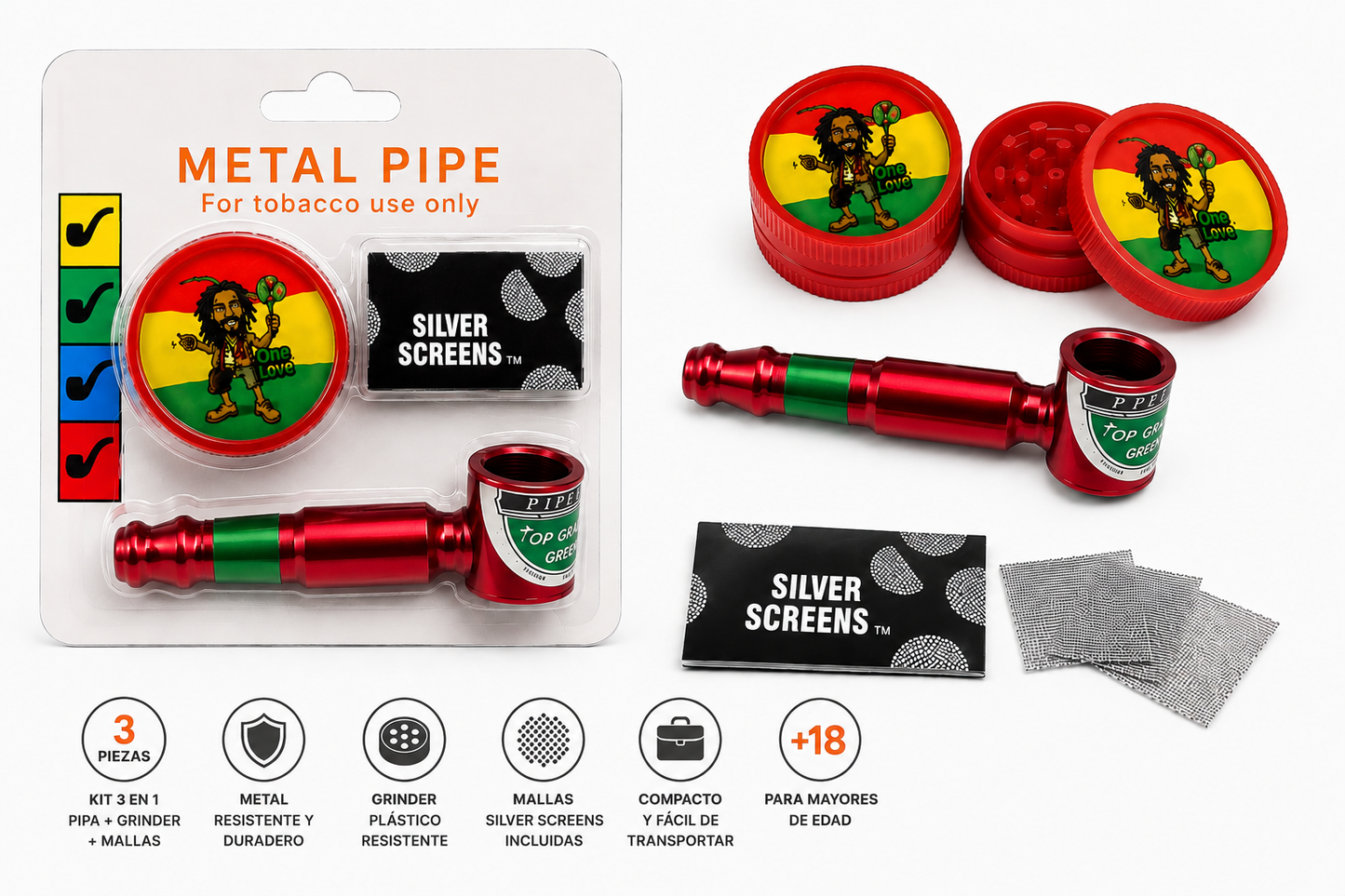 Pipas metalicas pequeñas kit 3pcs