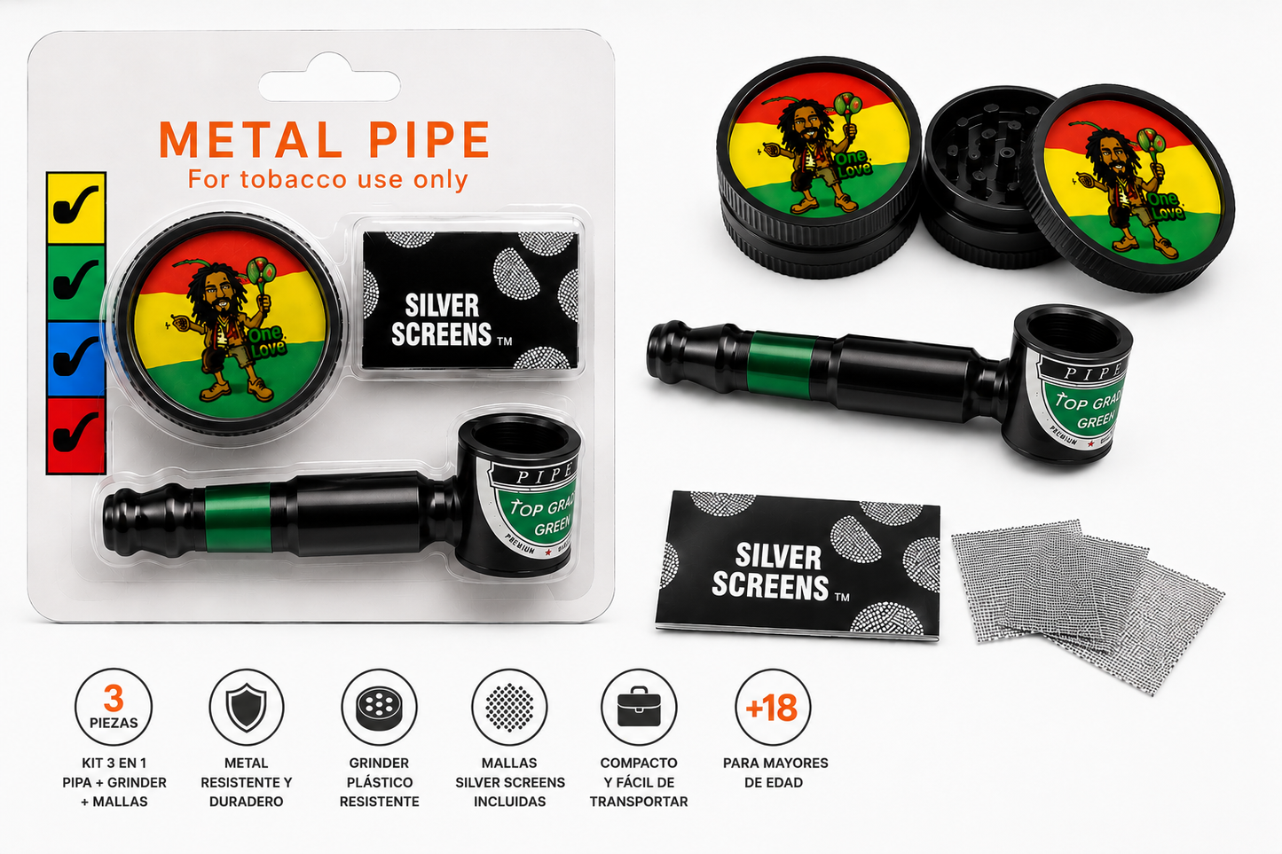 Pipas metalicas pequeñas kit 3pcs