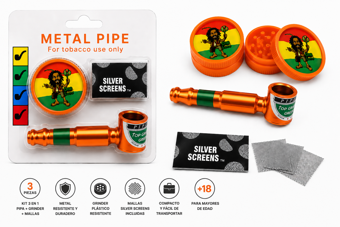 Pipas metalicas pequeñas kit 3pcs