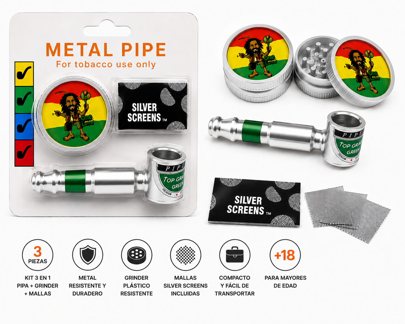 Pipas metalicas pequeñas kit 3pcs