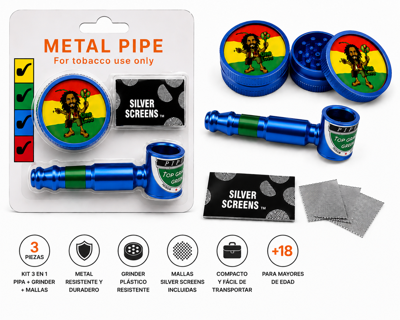 Pipas metalicas pequeñas kit 3pcs