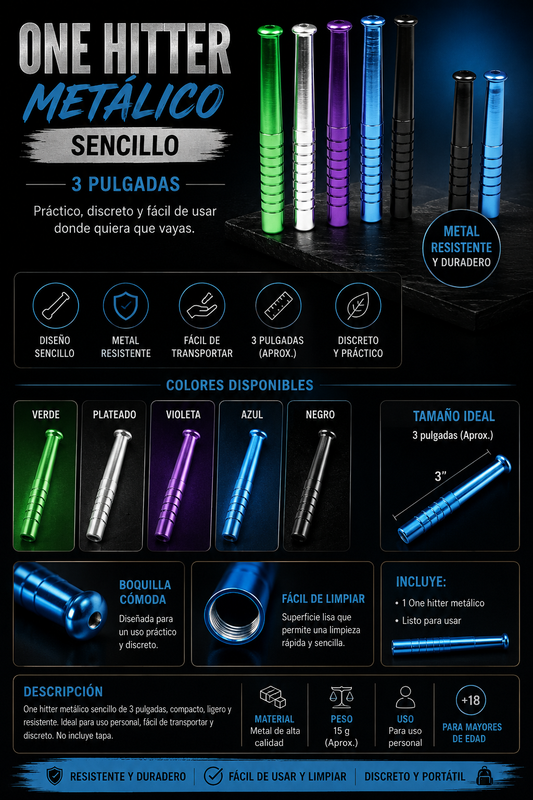 One Hitter Metal Sencillo slim 3” colores